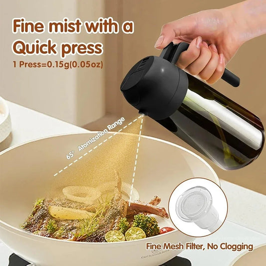 16oz/470ML Lichtundurchlässiger Dunkler Öl-Sprüher für Kochen – 2-in-1 Olivenölspender Flasche aus Dunkelgrünem Glas für die Küche